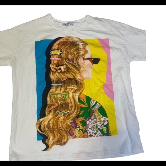 Zara Tops - Zara hair style graphic tee M
